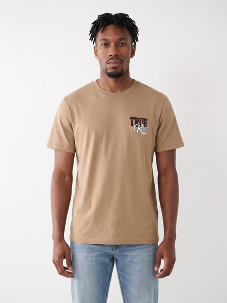 True Religion Khakhi Regular Fit Solid Pure Cotton Tshirt