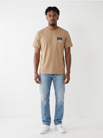 True Religion Khakhi Regular Fit Solid Pure Cotton Tshirt