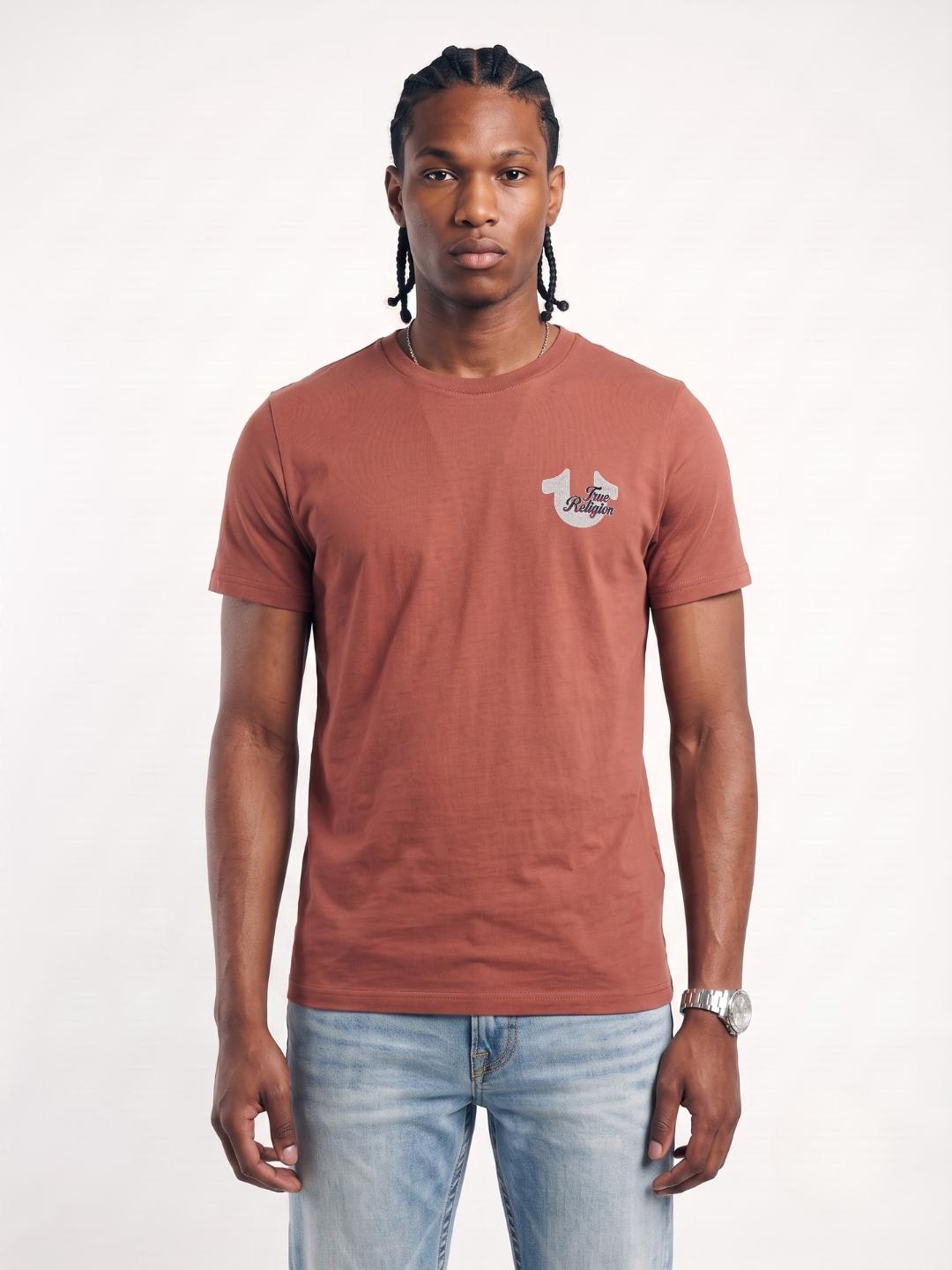 True Religion Rust Regular Fit Solid Pure Cotton Tshirt