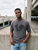 True Religion Men Dark Grey Boxy Fit Graphic Cotton T-Shirt
