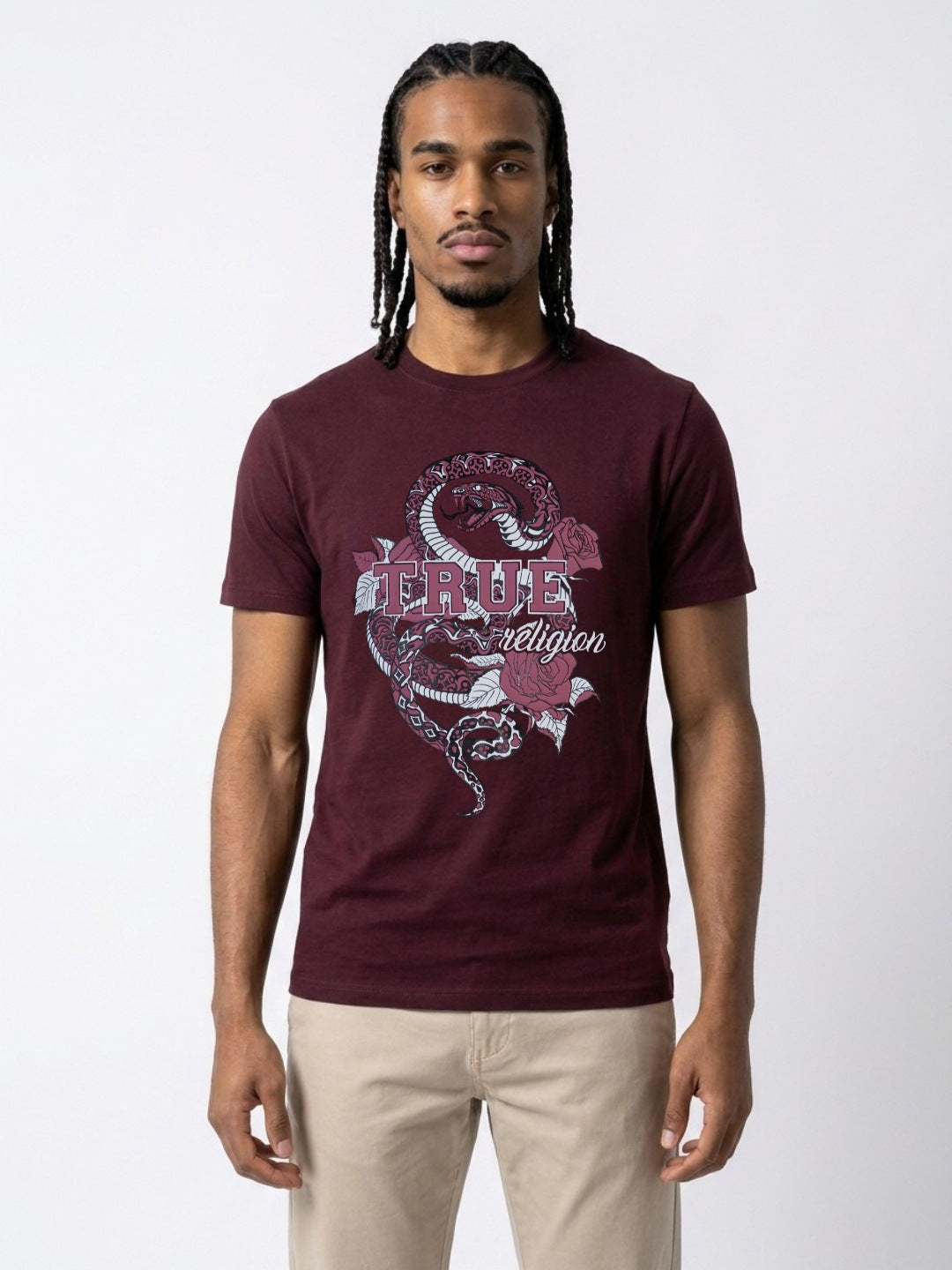 Men wine regular fit graphic pure cotton tshirt