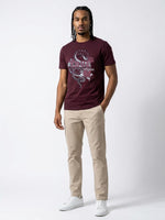 True Religion Men Wine Regular Fit Graphic Pure Cotton Tshirt