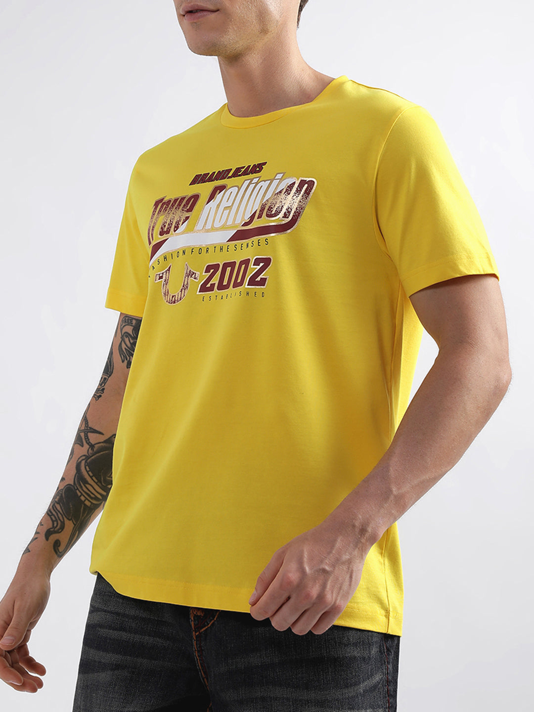 Safety yellow fashion logo regular fit tshirt