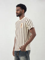True Religion Men Beige Striped Regular Fit T-Shirt