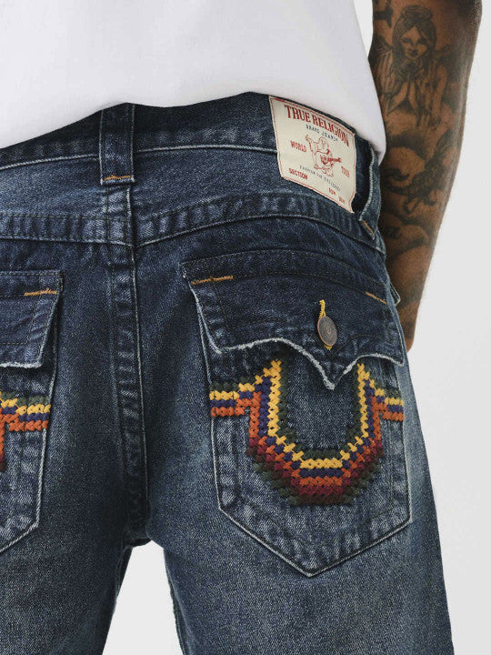 Men cross stitch ricky straight fit dark wash jeans