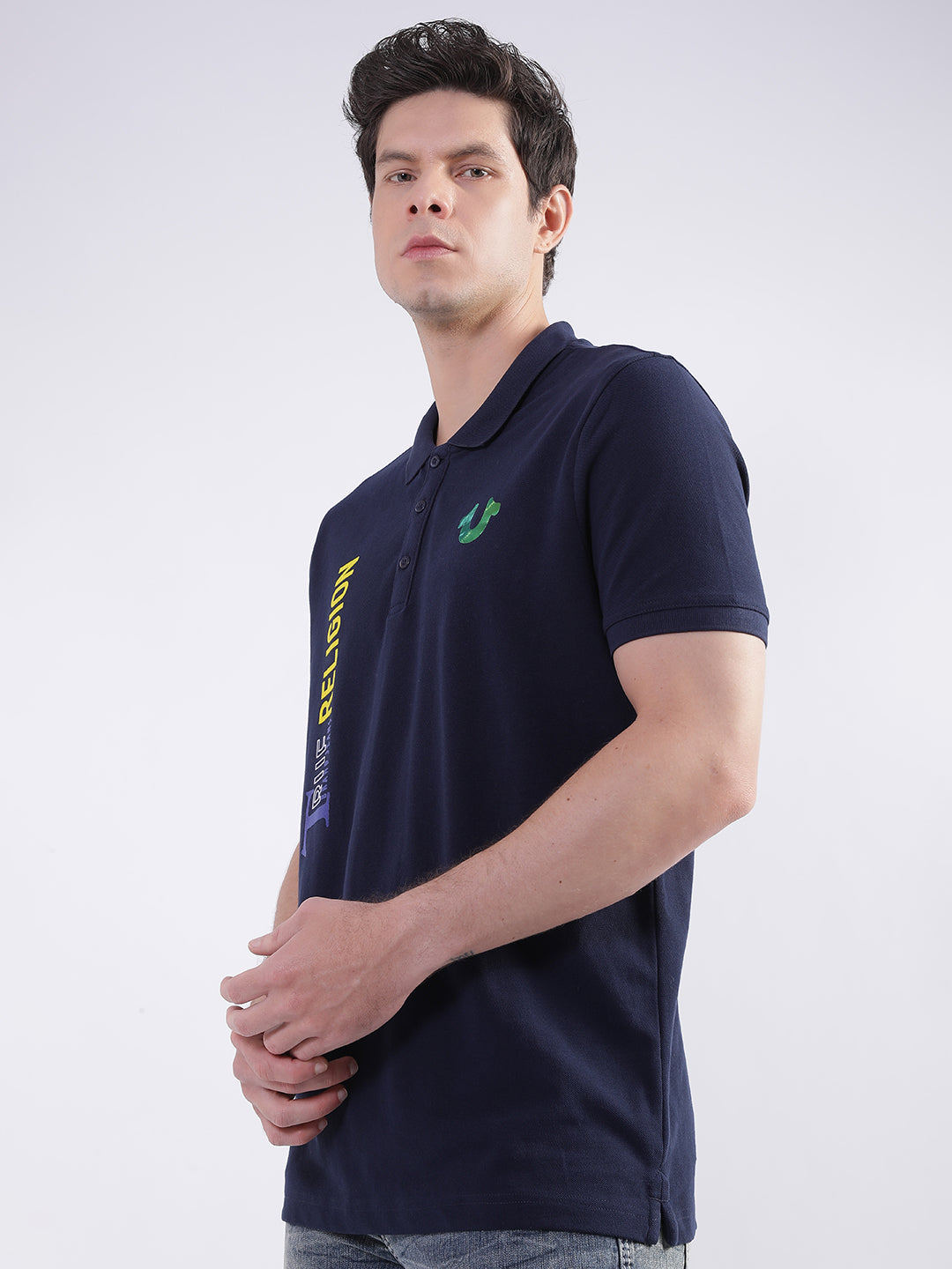 Peacoat fashion logo regular fit polo tshirt
