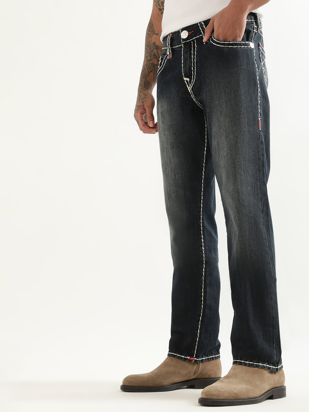 Men super t ricky straight fit dark wash jeans