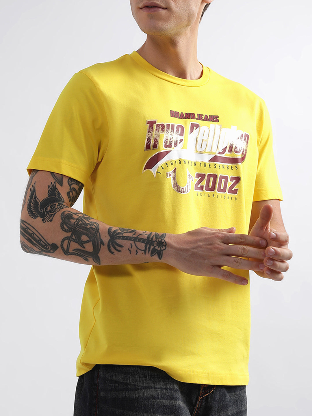 Safety yellow fashion logo regular fit tshirt