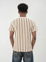 True Religion Men Beige Striped Regular Fit T-Shirt