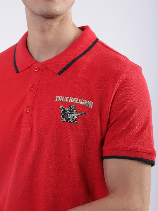 Red fashion logo regular fit polo tshirt