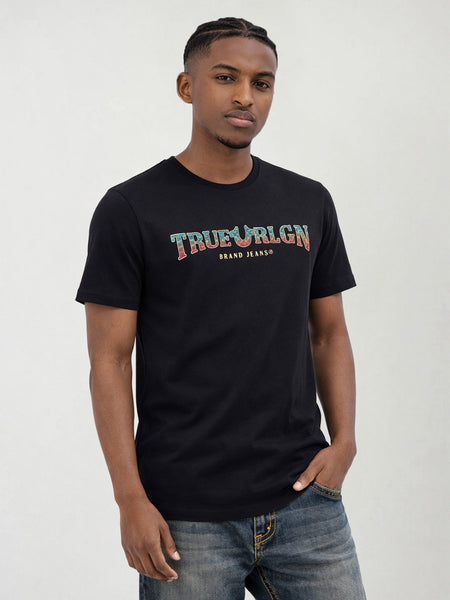 True Religion Men Black Solid Regular Fit T-Shirt
