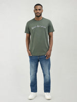 True Religion Men Green Solid Regular Fit T-Shirt