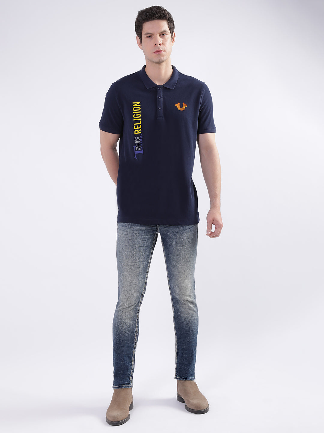 Peacoat fashion logo regular fit polo tshirt