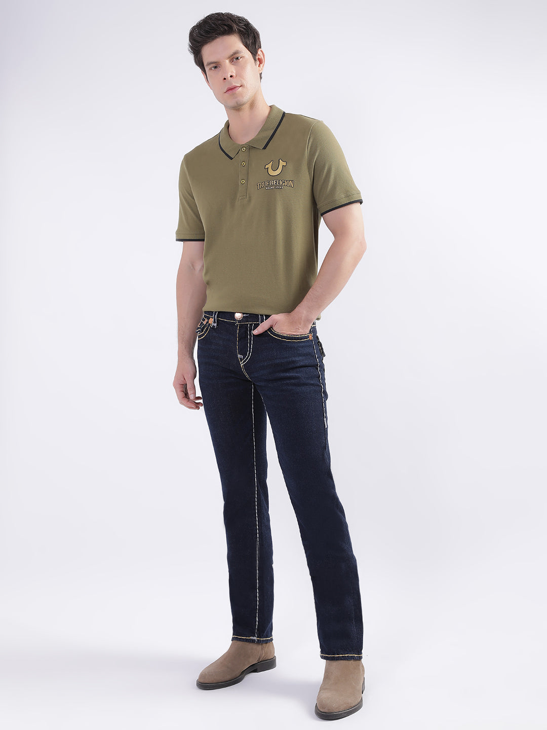 Men super t ricky straight fit dark wash jeans