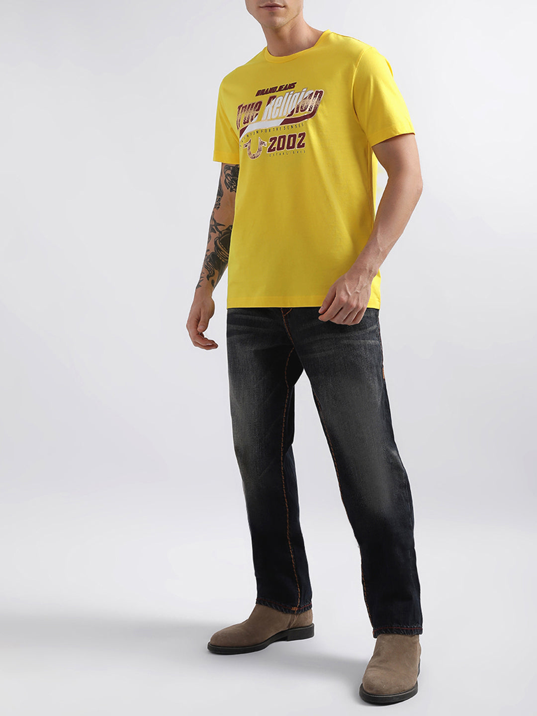 Safety yellow fashion logo regular fit tshirt