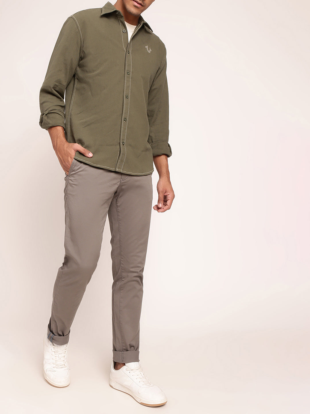 Olive regular fit shirt
