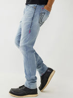 True Religion Mens Super T Rocco Slim Fit Blue Mid Rise Jeans