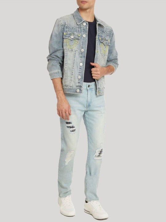 True Religion Mens SN Rocco Slim Fit Blue Mid Rise Jeans