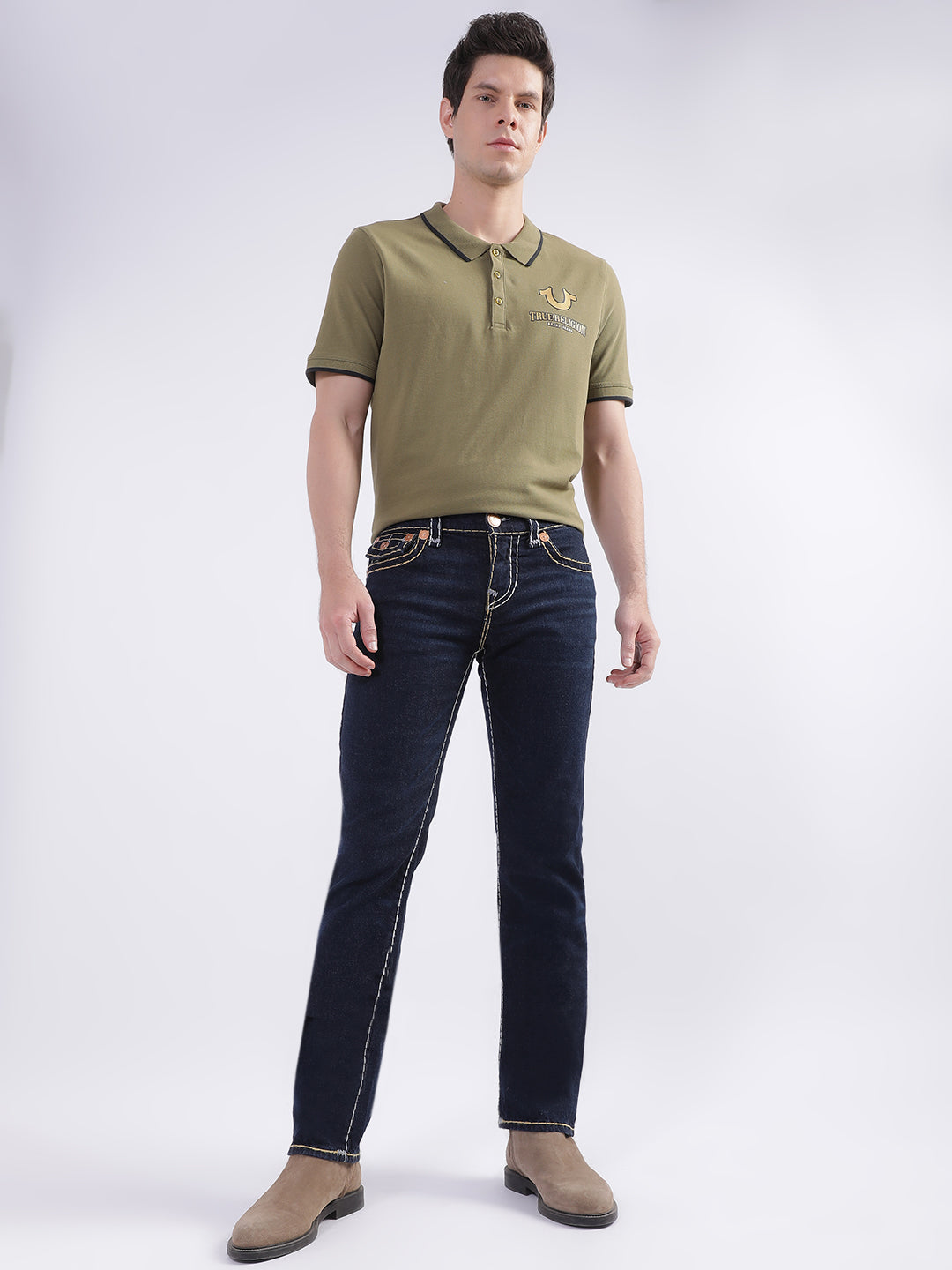 Men super t ricky straight fit dark wash jeans