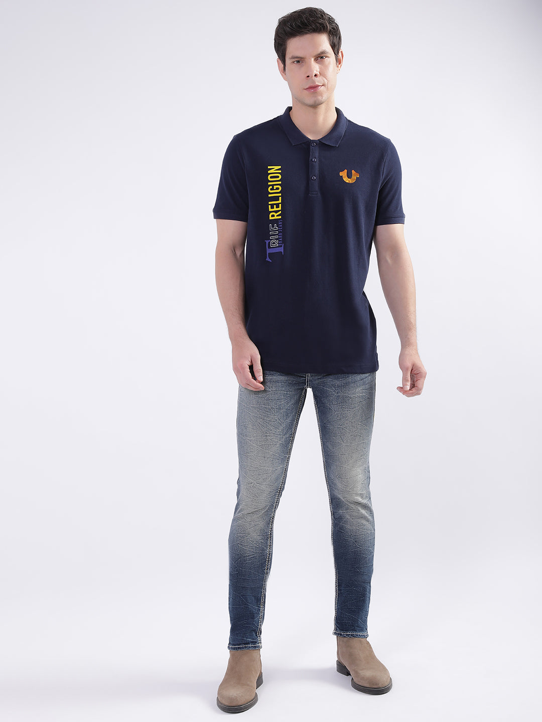 Peacoat fashion logo regular fit polo tshirt