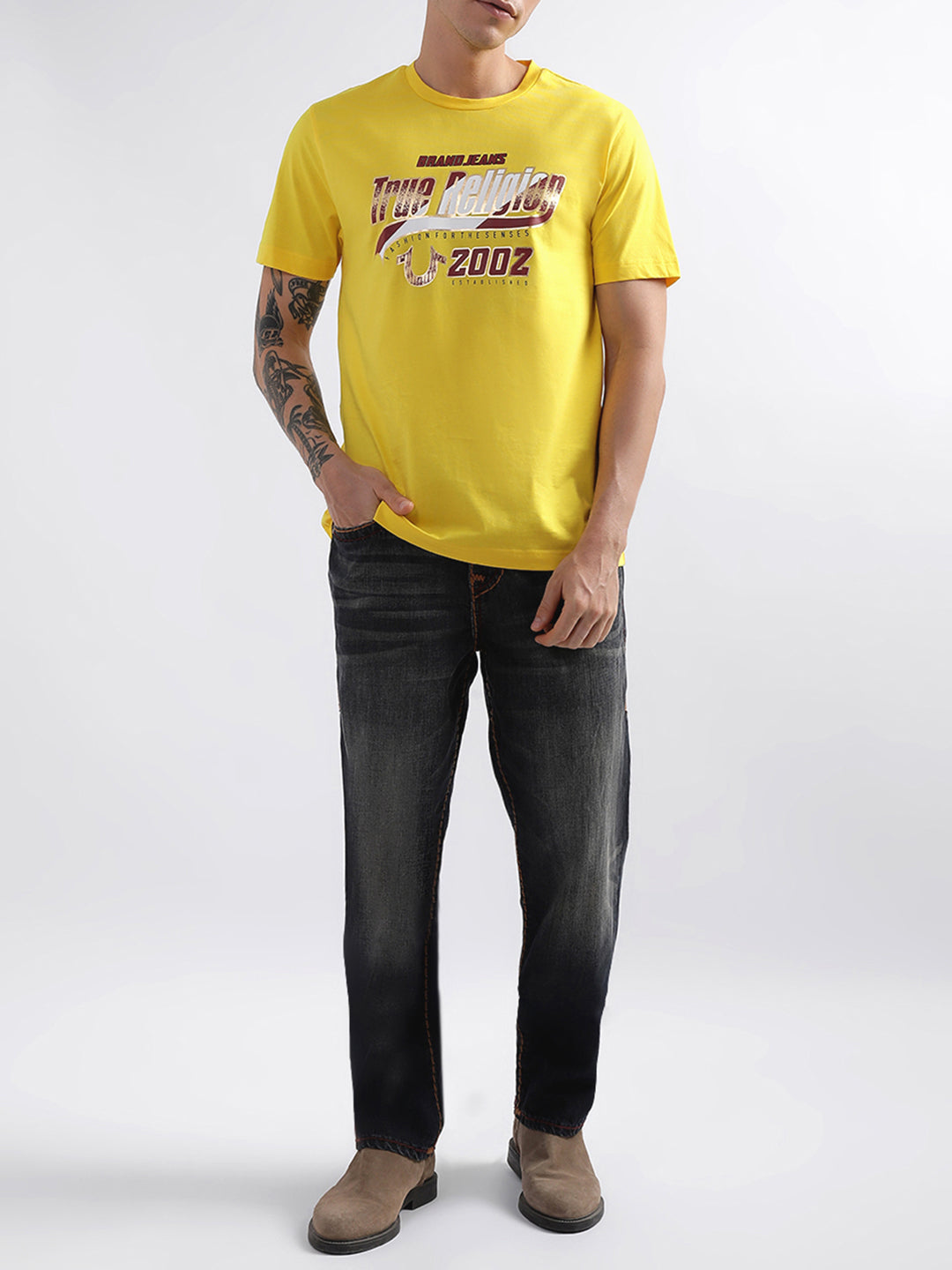 Safety yellow fashion logo regular fit tshirt