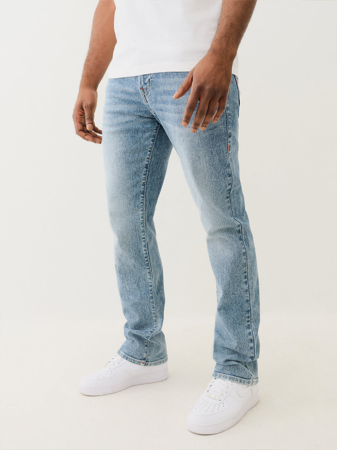 True Religion Men Blue Straight Fit Washed Jeans