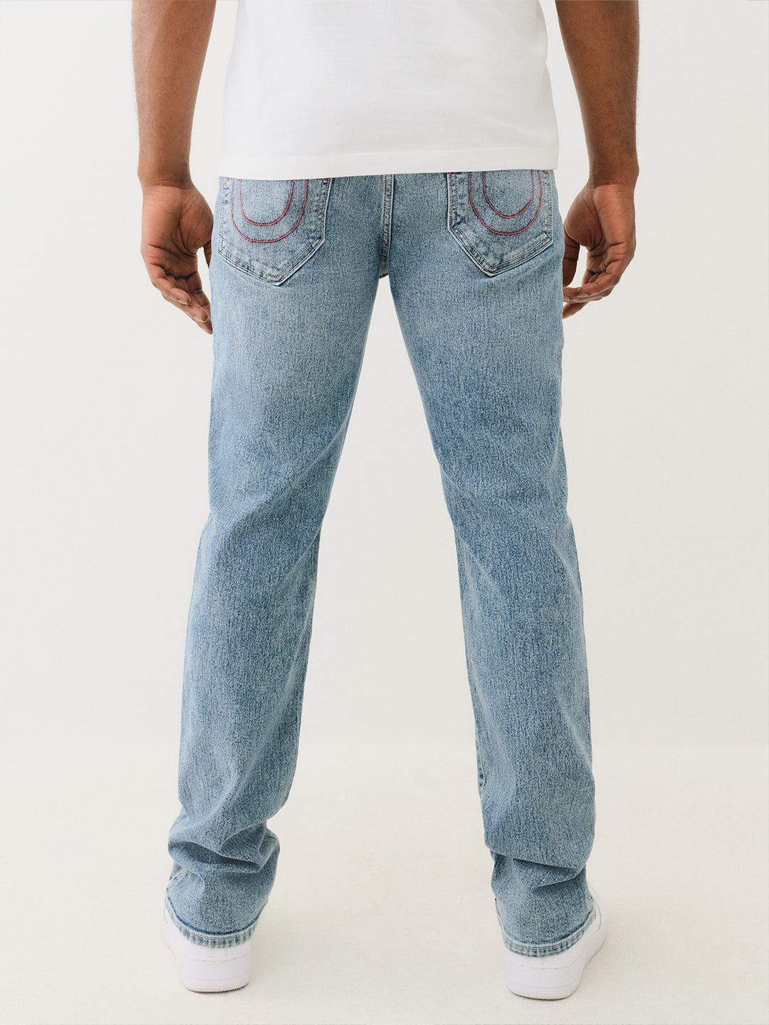 True Religion Men Blue Straight Fit Washed Jeans