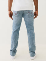 True Religion Men Blue Straight Fit Washed Jeans