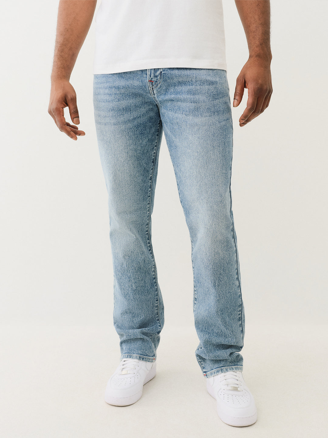 True Religion Men Blue Straight Fit Washed Jeans