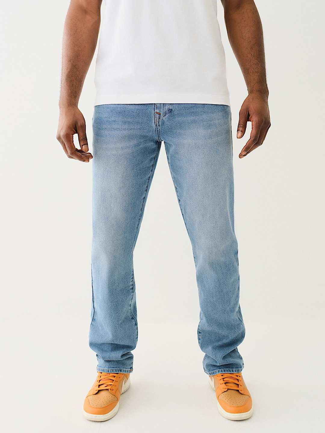 True Religion Men Blue Straight Fit Washed Jeans