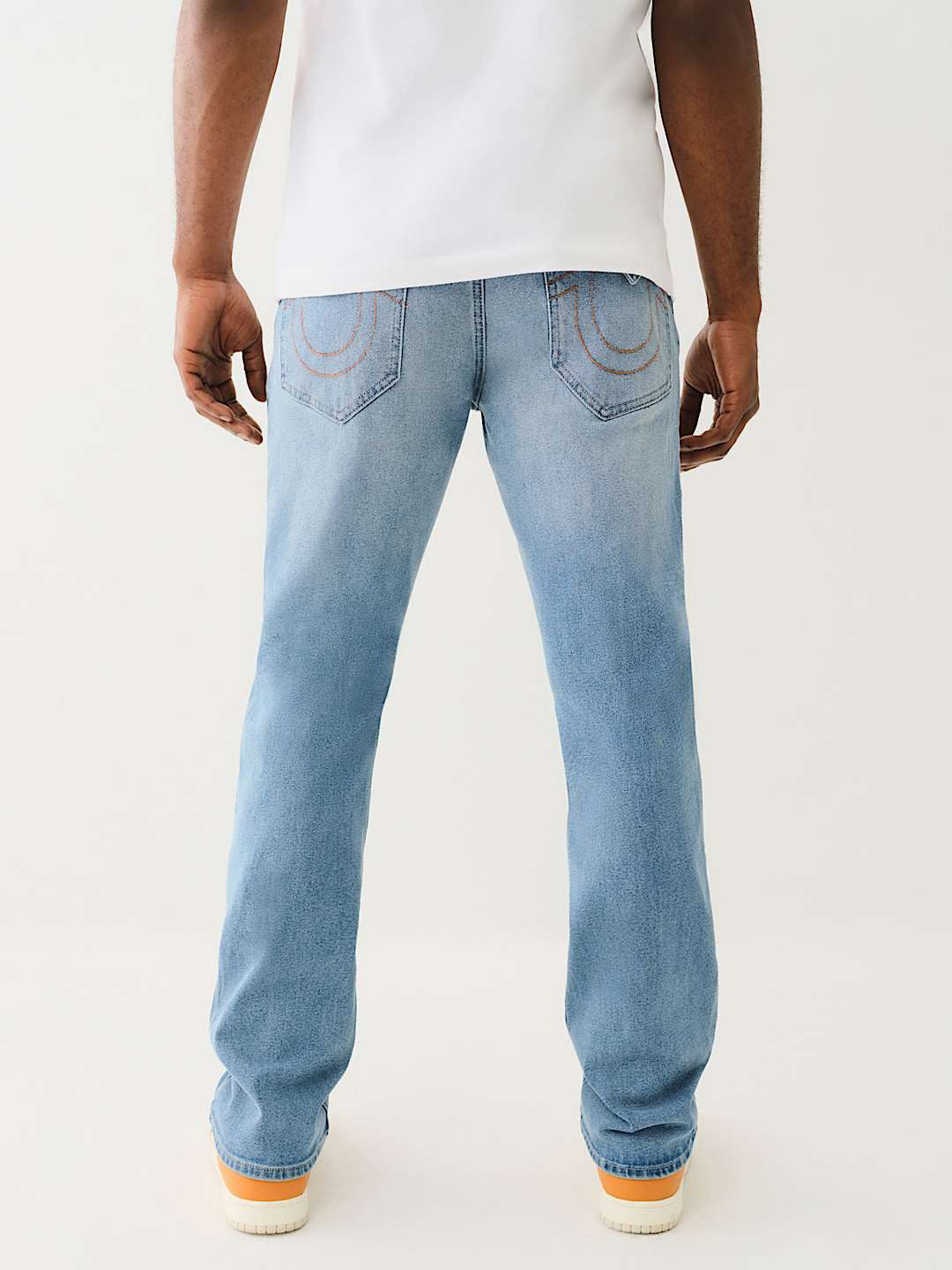 True Religion Men Blue Straight Fit Washed Jeans