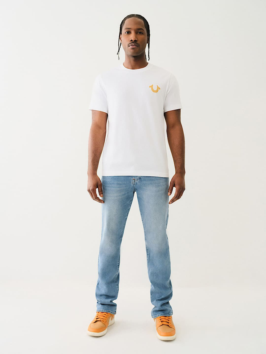 True Religion Men Blue Straight Fit Washed Jeans
