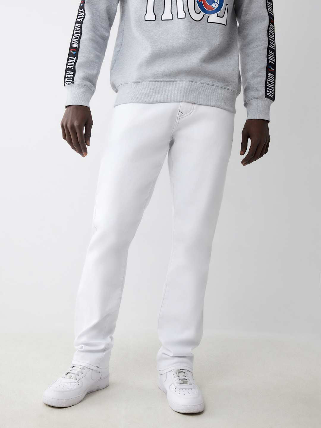 True Religion Men White Straight Fit Solid Jeans