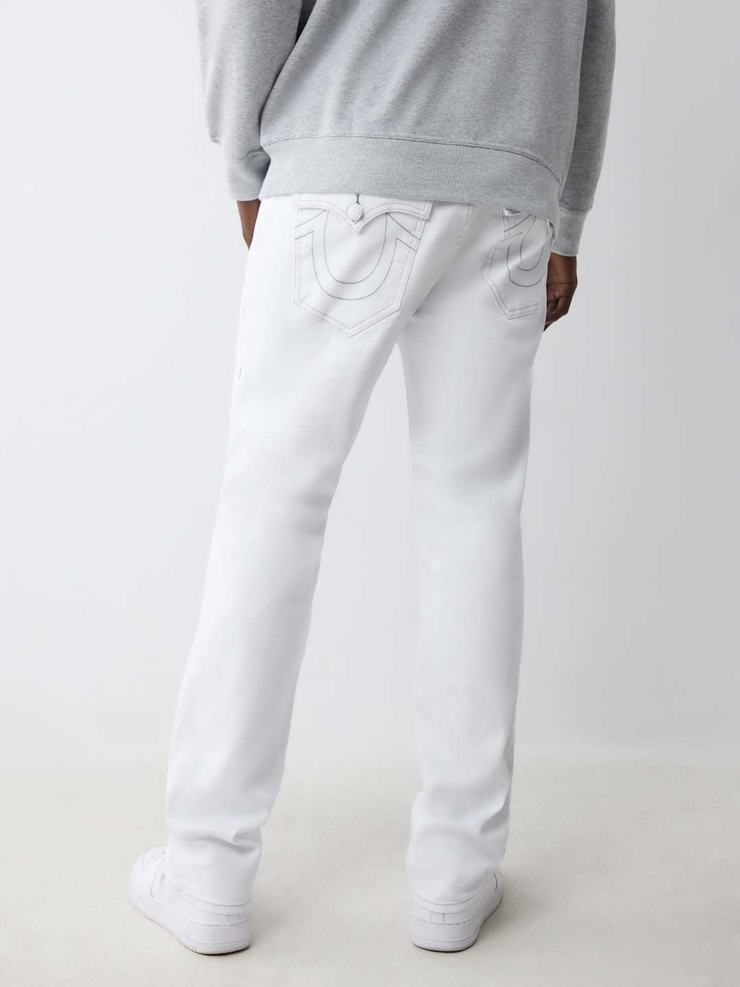 True Religion Men White Straight Fit Solid Jeans