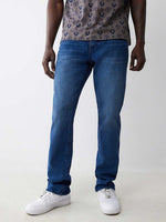 True Religion Men Blue Straight Fit Washed Jeans