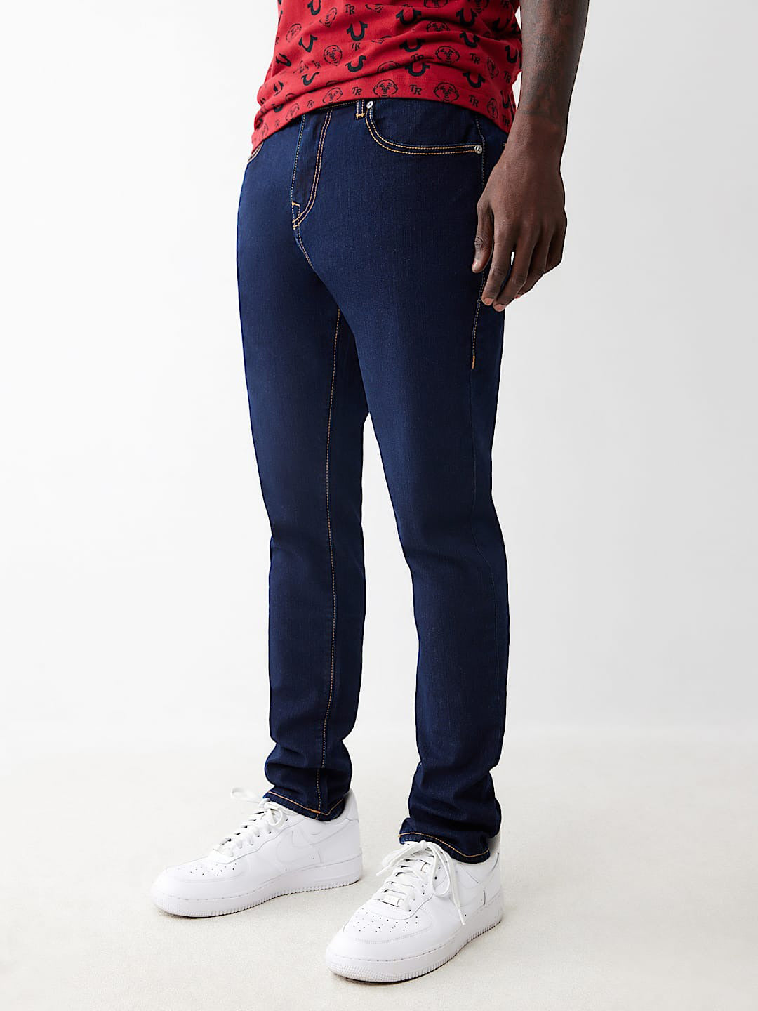True Religion Men Blue Slim Fit Washed Jeans