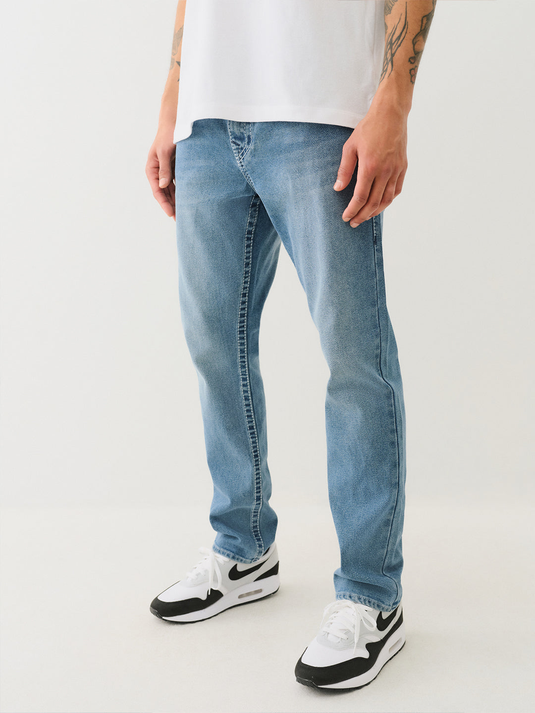 True Religion Men Blue Slim Fit Washed Jeans