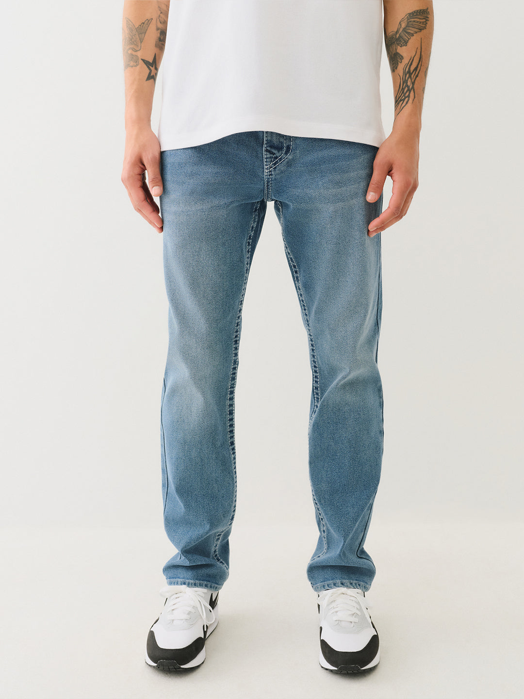 True Religion Men Blue Slim Fit Washed Jeans