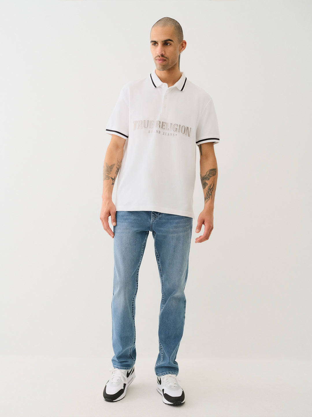 True Religion Men Blue Slim Fit Washed Jeans