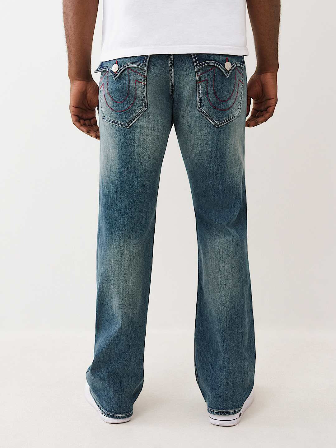 True Religion Men SN, Patch Work Billy Bootcut Fit Light Wash Jeans