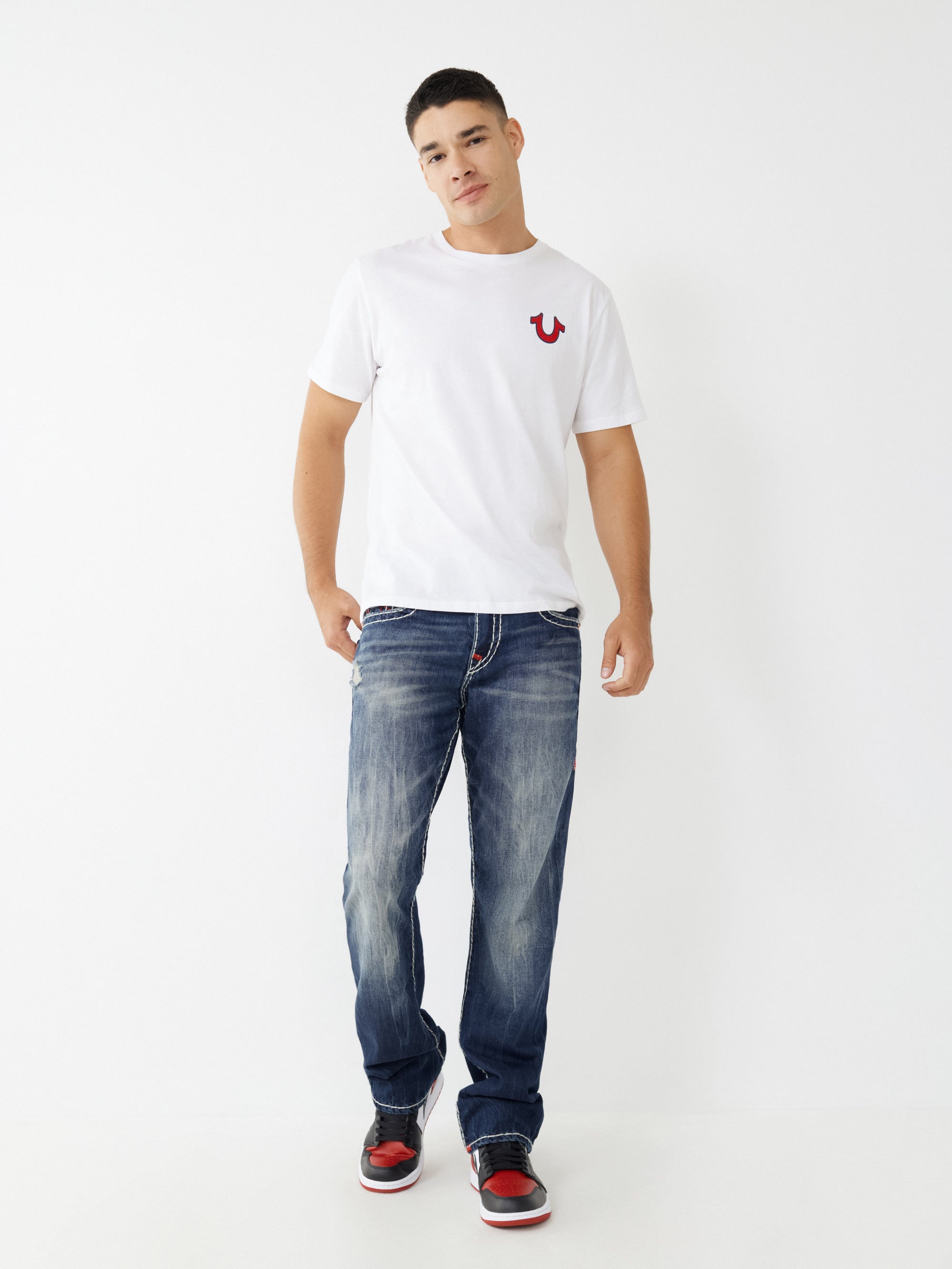 Men super t ricky straight fit medium wash jeans