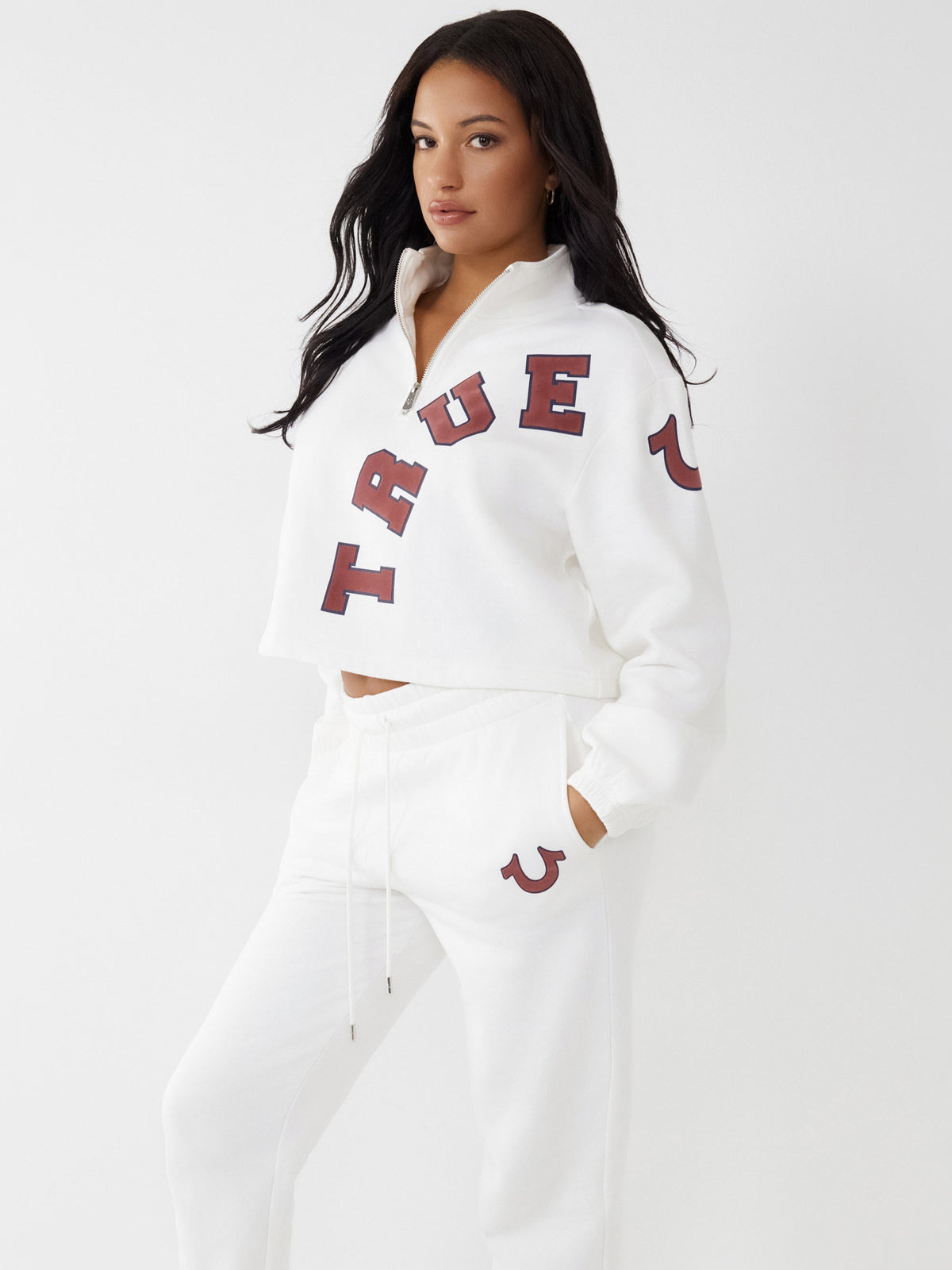 True Religion Women Solid Stand Collar Sweatshirt