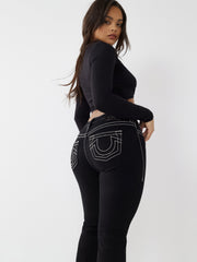 True Religion Womens Big T Becca Bootcut Fit Black Mid Rise Jeans