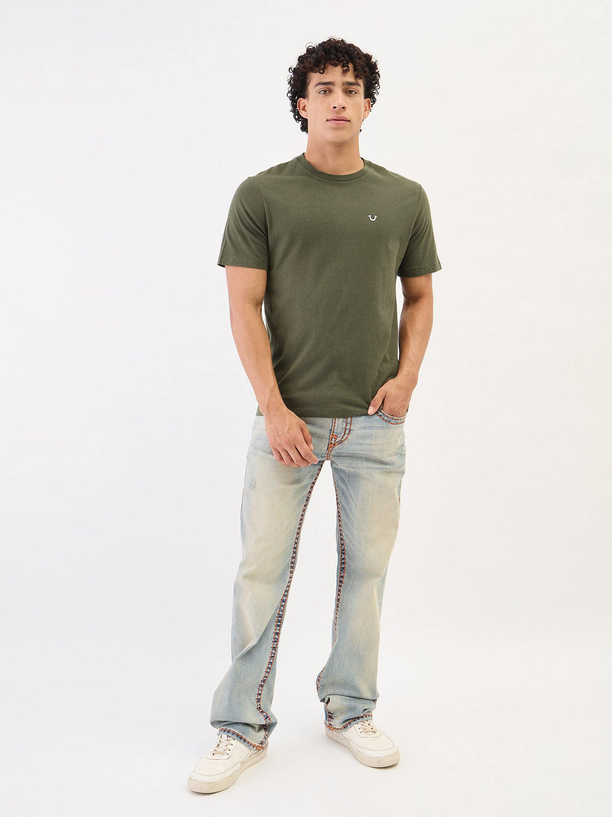 True Religion Men Green Round Neck Tshirt