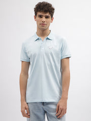 True Religion Men Blue Solid Polo Collar Short Sleeves Tshirt