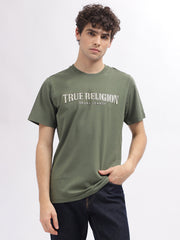 True Religion Men Green Printed Round Neck Short Sleeves Tshirt