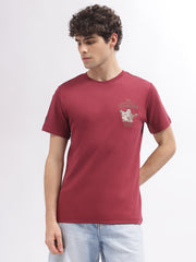 True Religion Men Red Solid Round Neck Short Sleeves Tshirt