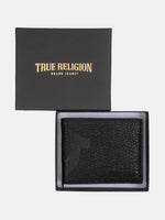 True Religion Men Black Textured Bi-Fold Wallet