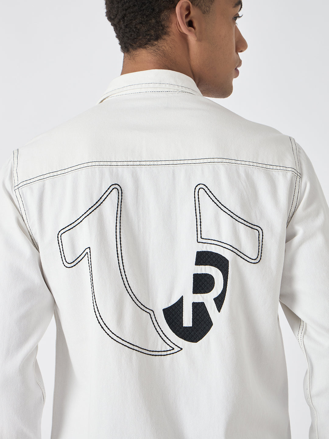 Men white solid spread collar full sleeves shirt