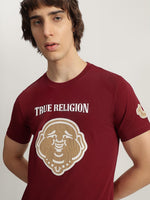 True Religion Men Red Printed Round Neck Short Sleeves Tshirt